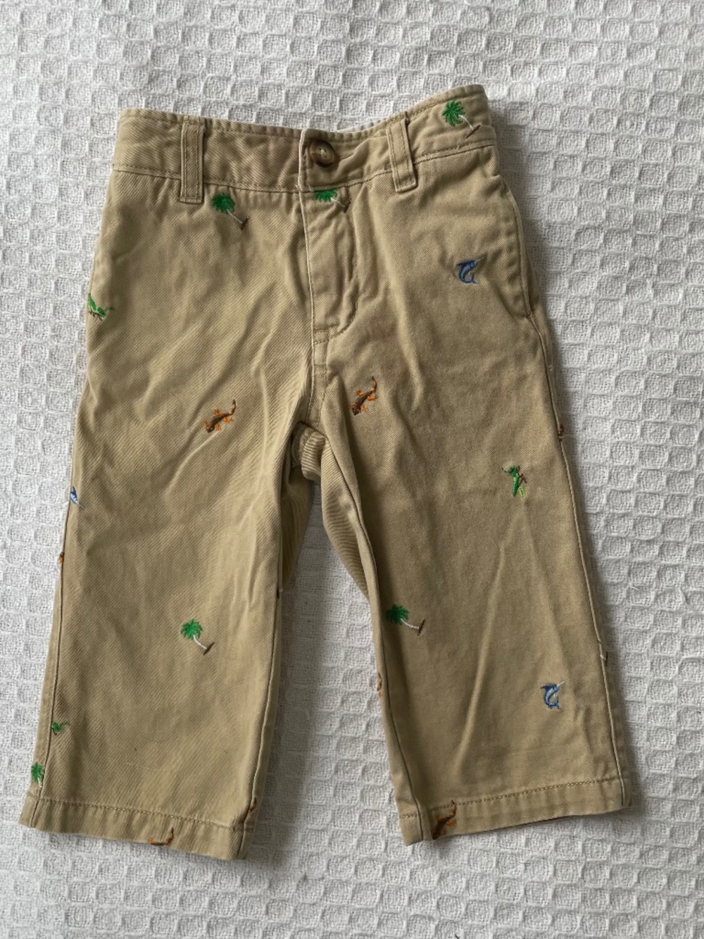 babyGap Embroidered Trousers - Lizards,Crickets,PalmTrees,swordfish - Size 24m